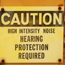 caution sign hearing protection required